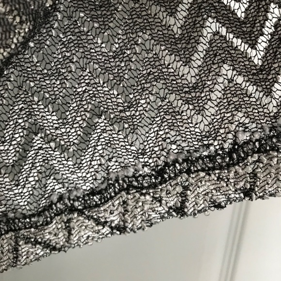 Vintage Sparkly Chevron Crop Top Camisole S Fit Grey Silver Black - Picture 7 of 7